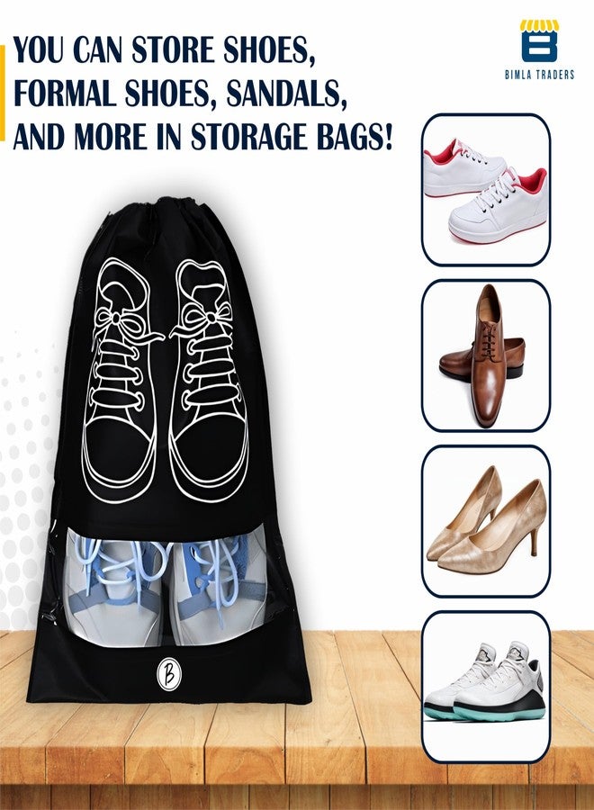 BTfash Shoe Bag for Travel & Storage|Water-Resistant Shoe Organizer for Men & Women|Foldable Shoe Cover for Luggage & Closet |Travel Accessories for Footwear Protection (Black, Pack of - 9) - Image 4